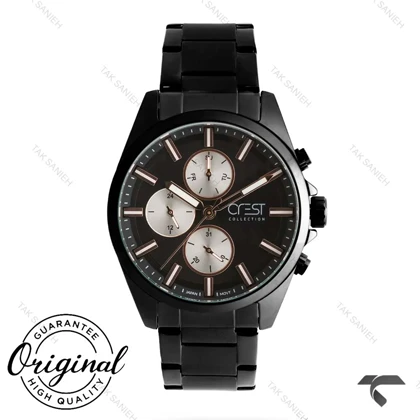 ساعت کرست مردانه 6306-2 صفحه مشکی بند مشکی Crest-10931-G