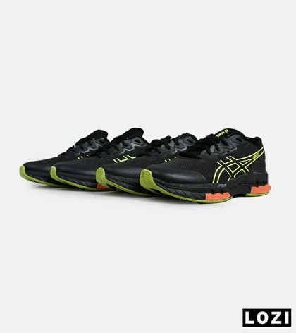 کفش کتانی مردانه مشکی لیمویی نارنجی ASICS GORETEX