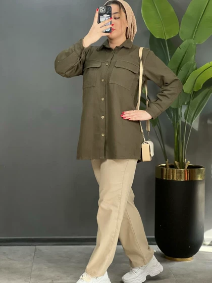 مانتو کتان ضخیم شادن 1522