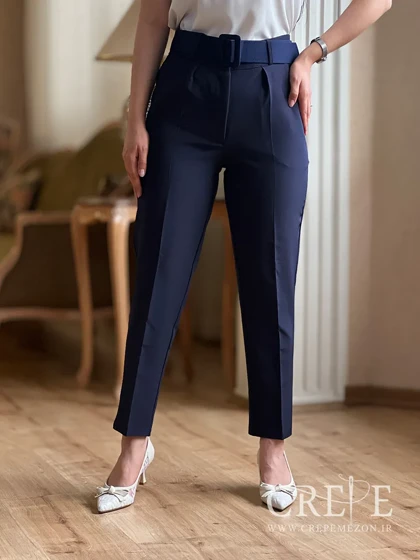 شلوار کرپ کمربند پهن قد 97