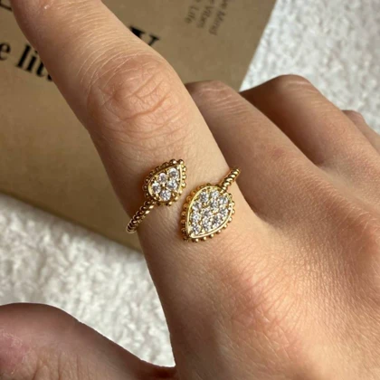 انگشتر طرح برگ دو طرفه