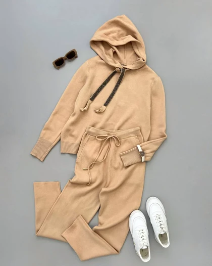 ست هودی و شلوار بافت کد 4094