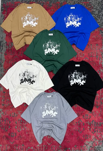 تیشرت پارچه ماکان چاپ پفکی طرح SAME