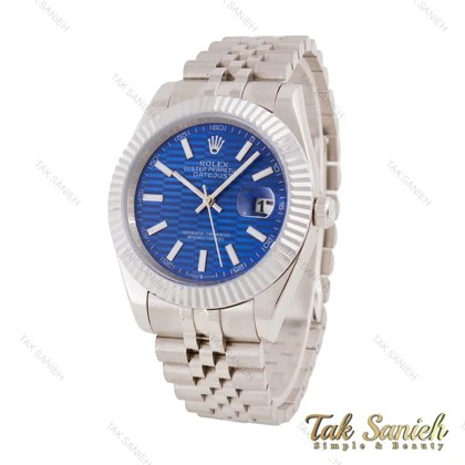 ساعت رولکس دیت جاست 2 مردانه استیل صفحه آبی طرح دار Rolex-5618-G