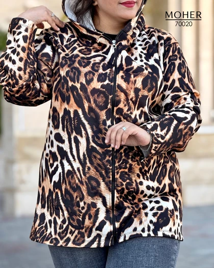 هودی کرکدار سایز بزرگ طرح پلنگی