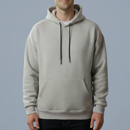 هودی باکسی طوسی ملانژ مدل ساده (بیسیک)