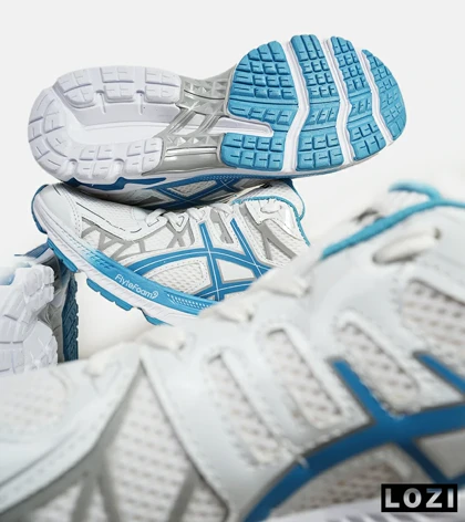 کفش کتانی مردانه سفید آبی ASICS KAYANO 20