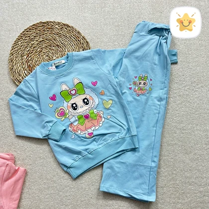 بلوز شلوار دخترانه بگ جنس پنبه عالی لبوبو برند DENIZ مناسب 4 تا 9 سال