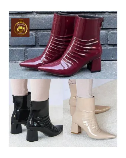 نیم بوت ورنی مجلسی زنانه نوک تیز