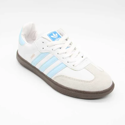 کتانی سامبا سفید آبی کد 6522