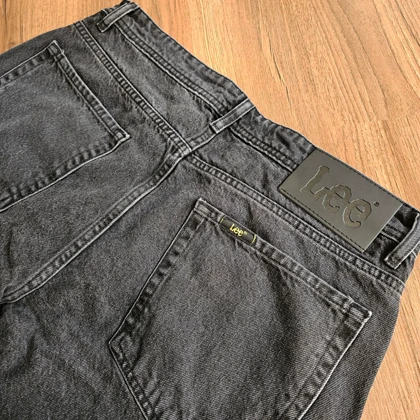 شلوارجین STRAIGHT ذغالی طرح برند لی