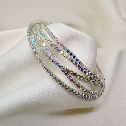 دستبند استیل طرح «تنیسی» هفت رنگ | تک‌ردیفه (فروش دانه‌ای)