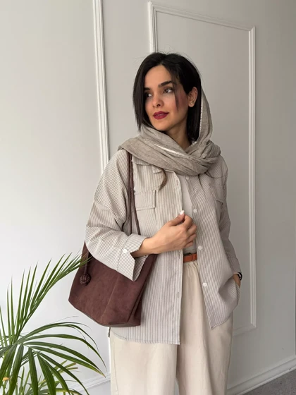 مانتو راه راه رز