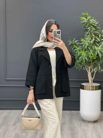 مانتو لینن دو جیب کمر ژیله دار