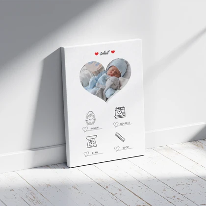 تابلو سفارشی نوزاد با طرح قلبی و دایره ای