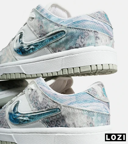 کفش کتانی مردانه و زنانه طوسی سفید آبی نایک NIKE dunk low steam puppet مدل 7204