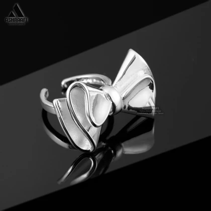 انگشتر پاپیون نقره‌ای Bow Tie Ring S6