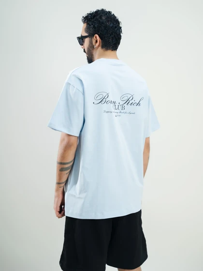 تیشرت مدل CLUB آبی روشن برند بورن ریچ born rich