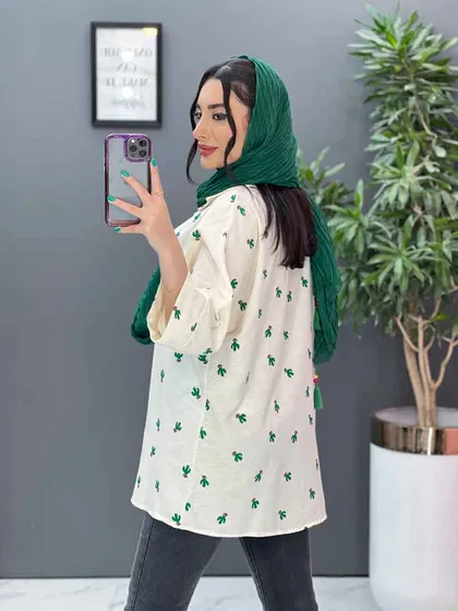 مانتوشومیزی طرحدار جلو دکمه