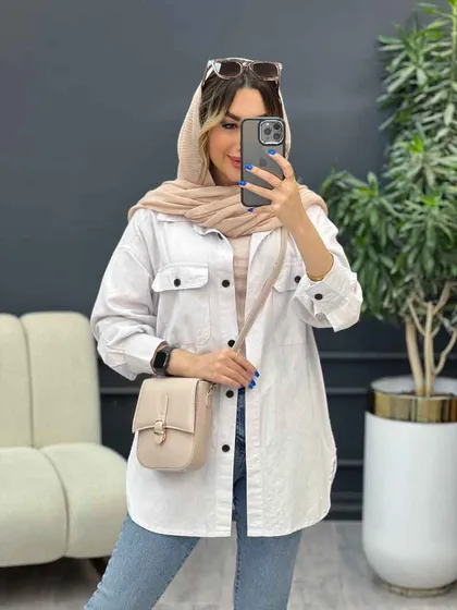 مانتو لینن سر جیب دکمه وینا