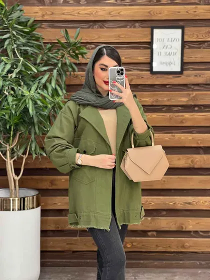 مانتو لینن جیب کج ریش دار