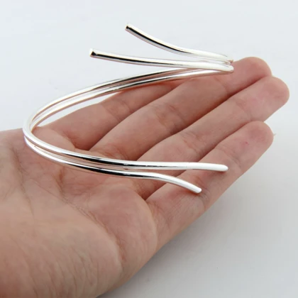 دستبند زنانه مدل بنگل موجی دو لاین