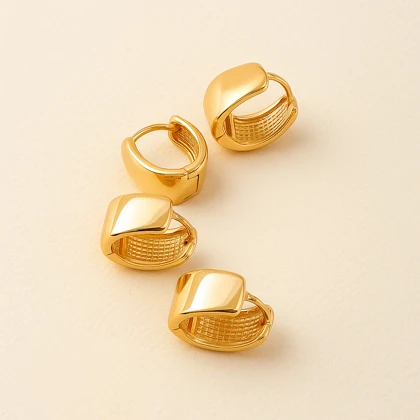 گوشواره ژوپینگ طلایی زنانه | مدل ساده و خاص با قفل کلیپسی