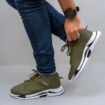 کفش ساق‌دار مردانه زیتونی مدل EMTO ویژه