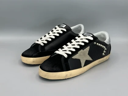 کتانی گلدن گوس سوپر استار جیر مشکی خاکی نقره ای/Golden Goose super star شناس