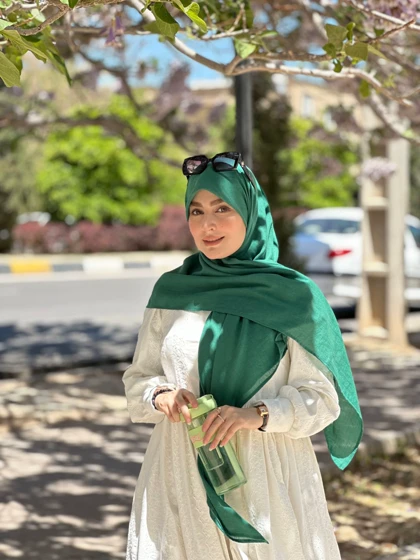 روسری وال نخی سبز یشمی