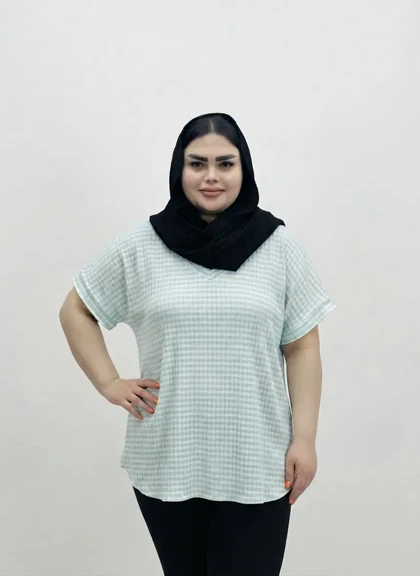 تیشرت سایز بزرگ زنانه پلیسه تریکو