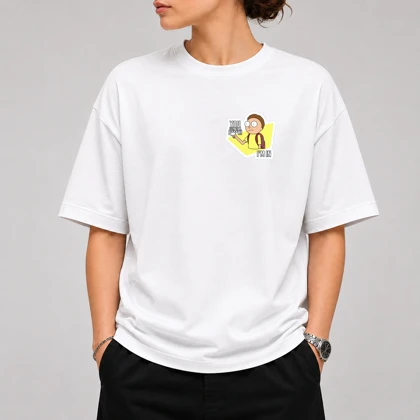 تیشرت طرح Morty قواره باکسی - پارچه دو نخ پنبه