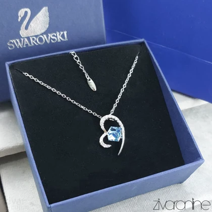 گردنبند سواروسکی مدل قلب با نگین آبی 50233