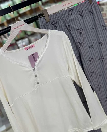 بلوز و شلوار سایز بزرگ نخ پنبه سکسن کد40826