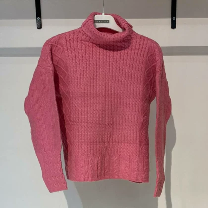 بافت زنانه یقه اسکی صورتی Fall 61