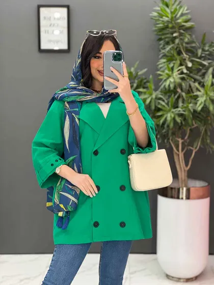 مانتو کتی شش دکمه آستین پرچ