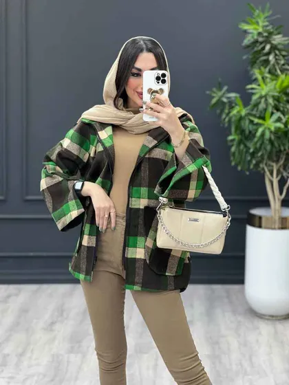 پالتو کلاه دار بغل دو دکمه