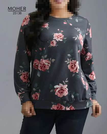 بلوز راحتی زنانه سایز بزرگ طرح گل