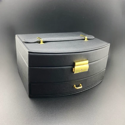 جعبه جواهرات دوطبقه چرم کد jjd01