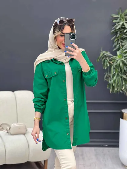مانتو جیب نما بغل زیپ طنین