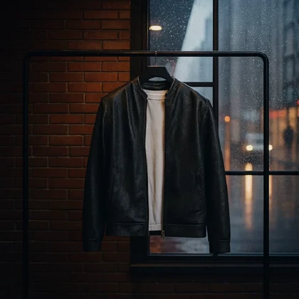 کاپشن چرم طرح پوست مار ساده مردانه مدل Yasan