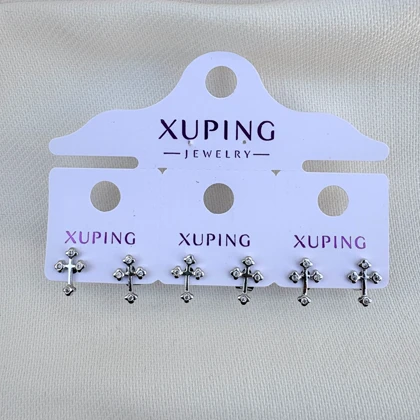 گوشواره صلیب نگین‌دار سیلور ژوپینگ