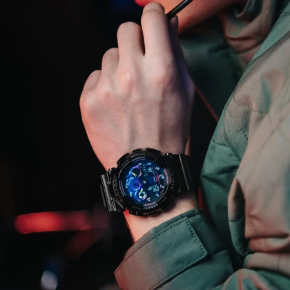 ساعت مچی مردانه کاسیو جی‌شاک (Casio G-Shock) مدل GA-100RGB-1ADR (طراحی گیمینگ و صفحه چندرنگ RGB)