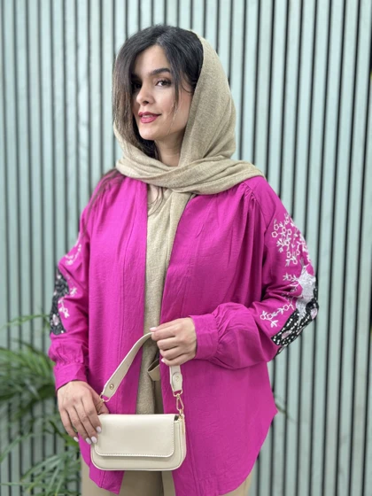 شومیز مانتویی گلدوزی طاووس