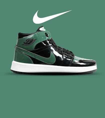 کفش کتانی ساق‌دار مردانه و زنانه مشکی سبز NIKE jordan 1 مدل 6559