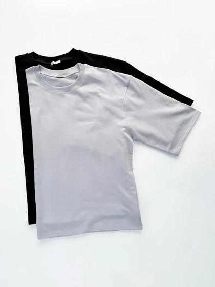 تیشرت نخ پنبه یقه گرد ساده باکسی