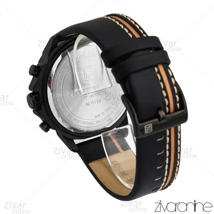 ساعت اورجینال ناوی فورس NaviForce مردانه سه موتوره مشکی رزگلد بند چرم 107046