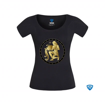 تیشرت ضدتعریق زنانه مشکی نماد متولدین بهمن ماه