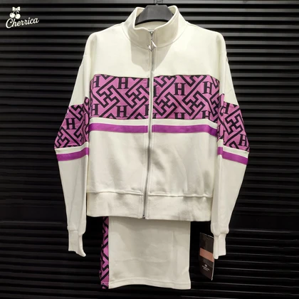 ست سویشرت و شلوار سفید و بنفش وارداتی زنانه کد 22