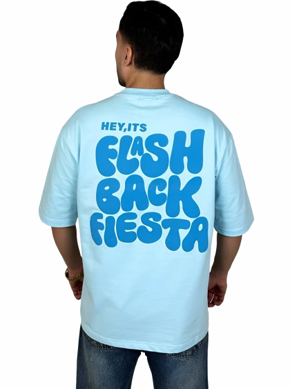 تیشرت آستین کوتاه مردانه آبی آسمانی با چاپ پفکی